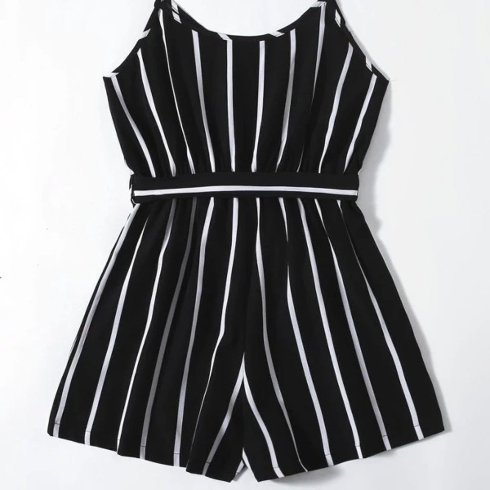 Black and White Striped Romper in S, M and L - Picture 2 of 3